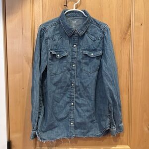GAP, Western Blue Denim Button-Up Pearl Snaps Shirt